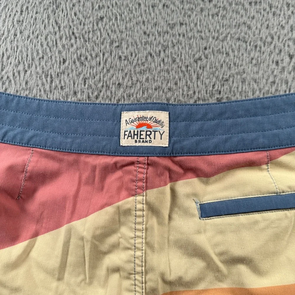 Faherty Boardshorts Mens 29 Lace Up Sunburst Swim Trunks‎ Multicolor Stretch